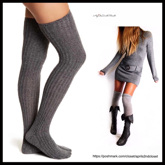 free press Accessories - FREE PRESS TALL METALLIC OVER THE KNEE BOOT SOCKS